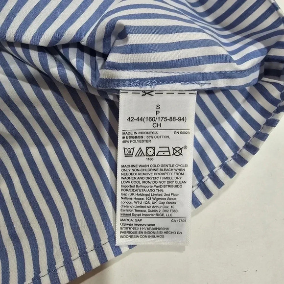 New GAP Womens One Shoulder Striped Ruffle Top Size‎ Small White Blue - Picture 8 of 9